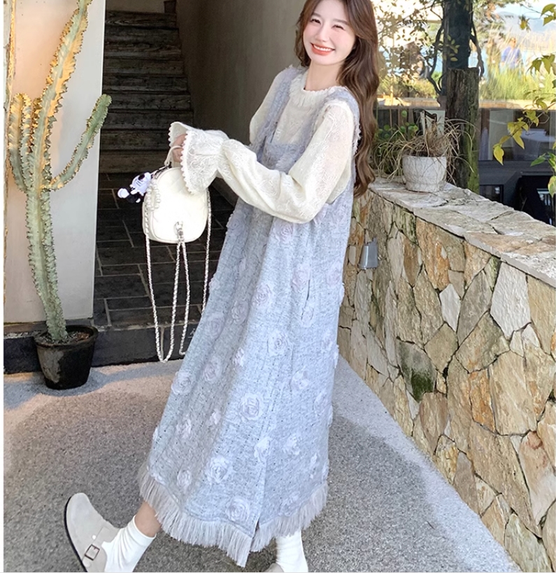 时尚森系穿搭背带裙套装女春2025新款连衣裙减龄韩系氛围感两件套